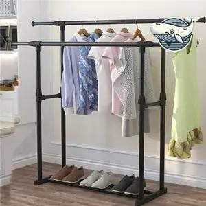 튼튼한 이중 행거 수납 대형 옷장 공간 절약 스탠드옷걸이 옷걸이행거 이동식행거