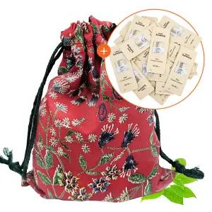 핸드메이드스트링 파우치 복주머니 (로시크숨마 엘릭서 크림 뤼미에르60매)실크빨강M