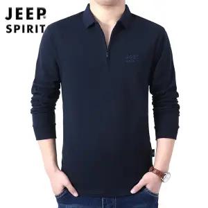 JEEP SPIRIT 심플한 봄가을 비지니스 캐주얼 폴로셔츠 남성 긴팔 티셔츠