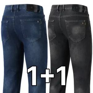 업히어 남자 스판 봄 가을 일자 청바지 중년 빅사이즈 작업복 워싱 데님 B60