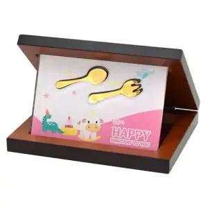 순금 금수저 포크 세트 상패 7.5g 24K 첫돌 백일 기념 선물