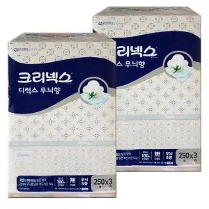 크리넥스 디럭스 무늬향 미용티슈 250매 3개입x2팩 /각티슈