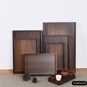 신형 호두나무 트레이 나무 플레이트 가정용 세트 직사각형 수제 차컵