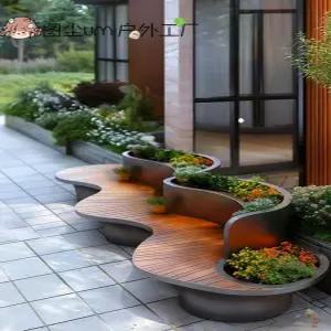 티오스 야외 스테인 화분 정원용 플랜터 조경 화단 좌석 세트 실외 인테리어