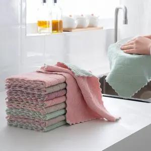 벨벳행주L 5P 극세사 양면 요술 손걸레 행주 색상랜덤 행주 벨벳 양면 다용도 주방 위생 청소 클린용품