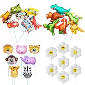 공룡 6종 교통 수단 7종 동물 7종 데이지 7P 펄 풍선 100개/장식/아트/세트/꽃풍선/하트/생일/고무/파티