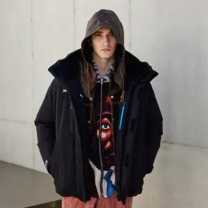 [밀레]밀레 남성 헤비 패딩 자켓 구스다운 고어텍스 루트업 윈드스타퍼 블랙