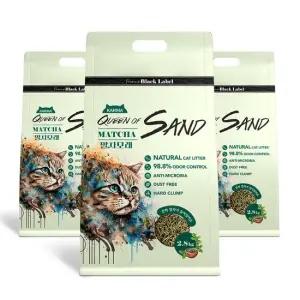 퀸오브샌드 블랙라벨 두부모래 고양이모래 말차 2.8kg x 3개