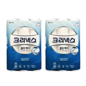 크리넥스 클린케어 천연펄프 3겹 30m 30롤 x 2팩