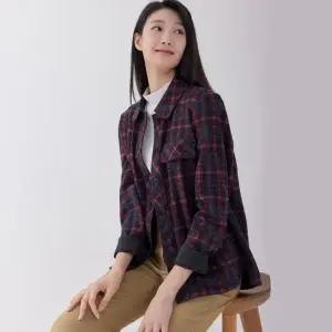 [지센] [24FW] 여성 체크 아우터형 셔츠 LCWSOA22_BL