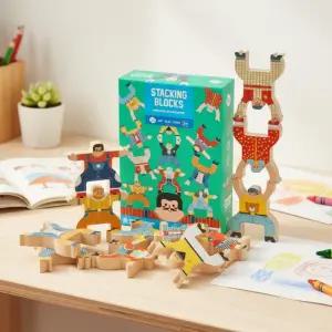 리틀호안미로 슈퍼스트롱 사람쌓기 블럭 원목 스태킹 쌓기놀이 블록 도미노놀이 (12p)
