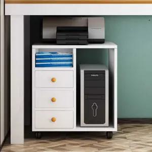 이동식 컴퓨터 본체함 수납장 본체 컴퓨터본체함 PC 화이트