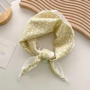 플라워 패턴 이중 화이트 레이스 쁘띠 사이즈 스카프 WF0B7EC