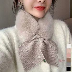 여성 목도리 니트 머플러 넥워머 쁘띠 털 퍼 리본 털목도리 퍼리본ssu129