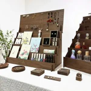 엽서진열대 조립형 홍보물 거치대 전시 브로슈어 카드 블랙월넛 경사 5단 메인이미지스타일