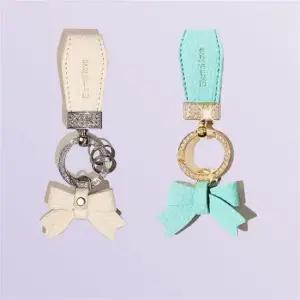 차량키링 고급 리본 키링 여성 가죽 키홀더 감성 패션 포인트