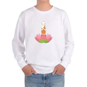 [하프클럽/알티피아]맨투맨 종교 불교 연꽃 스님 기도 프린트티셔츠