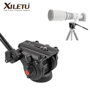 XILETU LS-6A 전문가용 유압 댐핑 헤드 촬영 비디오 슬라이드 짐벌 DSLR 카메라 망원 렌즈 삼각대 모노포드