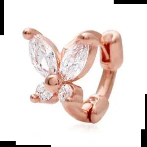 로즈골드 GOLD PIN 링 피어싱 나비큐빅 14K