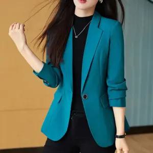 여성 가을 간절기 원버튼 포인트 긴팔 정장 상의 자켓