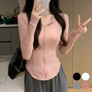 시원소재 손가락 고리 후드 집업 urd-383 여자자켓 프릴가디건 바람막이