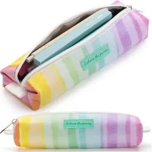 펜 씨- 귀여운 필통 파우치 무지개 디자인 다용도 캔버스 성경 연필 다목적