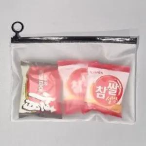 파우치 PVC 반투명 검정링고리 지퍼백(10장)26.5x18cm