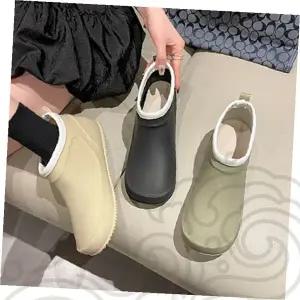 여성 레인슈즈 플랫장화 숏 장화 짧은 레인부츠 배색포인트 장마철 신발 방수