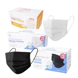 [100매] 더웰 일회용 덴탈 마스크 대형 개별포장 화이트 블랙