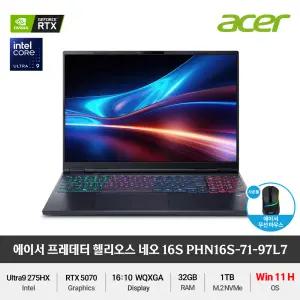 acer 프레데터 헬리오스 네오 16S 슬림 AI PHN16S-71-97L7 (Win11 Home) RTX5070 게이밍 노트북 +마우스