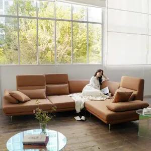 라온 가죽 스윙 소파 5인 코너형(스툴포함)