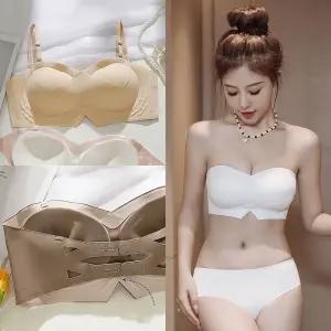 심리스 탱크탑 착붙볼륨오프숄더 끈없는