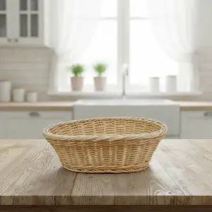 PP 라탄바구니 미니 타원 바스켓 소품 수납함 빵트레이 다용도 정리함 (연베이지 소)