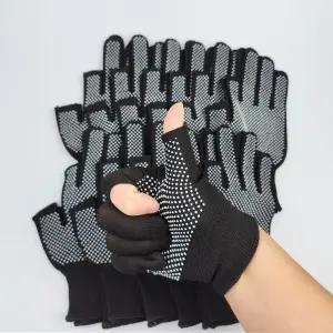 2구 작업용 장갑 12켤레 블랙 미끄럼방지 캐셔 장갑/택배/논슬립/도트/면장갑/손보호/산업용/청소/공업용