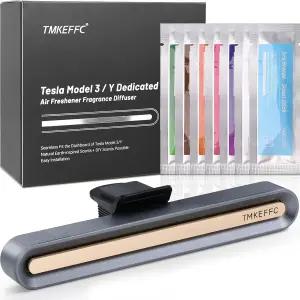 테슬라 모델 3 /Y 자동차 방향제 u2013 합금 통풍구 클립 디퓨저 리필 향수 스틱 6개(향 4개 + DIY 2개)
