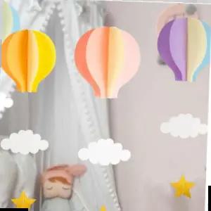 종이 포토존 열기구 모빌 꾸미기 아이 아이방 인테리어 천장 방 모빌 어린이집소품 아이방 종이 인테리어