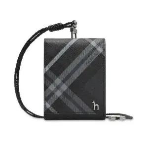 백화점정품 헤지스 남성 지갑 선물 포장 블랙 체크 2단 목걸이형 카드지갑 HJHO5E660BK 학생지갑 추석선물