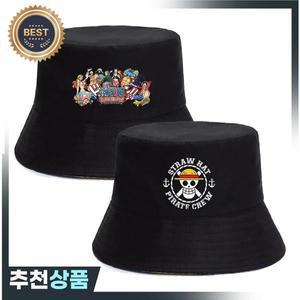 원피스 만화 캐릭터 버킷햇 남자 어린이 햇빛 가리개 모자 낚시꾼 둥근 챙 야외 캐주얼 장식 캡 자외선 차