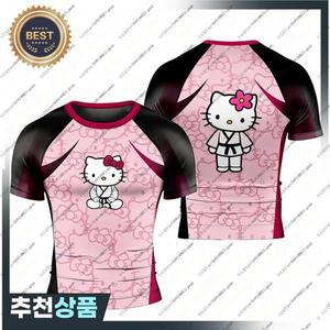 어린이 여아 티셔츠 캐주얼 스포츠웨어 할로윈  애니메이션 피트니스 짐 헬로키티 주짓수 래쉬가드 통기성