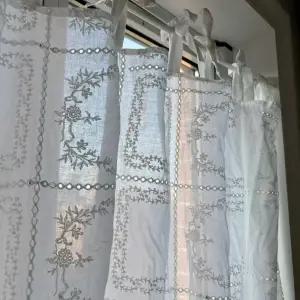 프랑스 자수 커튼 하얀색 부엌 투명 아사면 순수한 침실 상단묶음 목가적