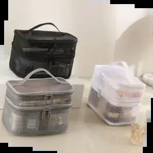 화장품가방 메쉬 2단 클리어 파우치 ELG-135