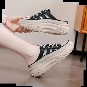 여성스니커즈 캐주얼 여성 편한 통굽 키높이 뮬 스니커즈 운동화