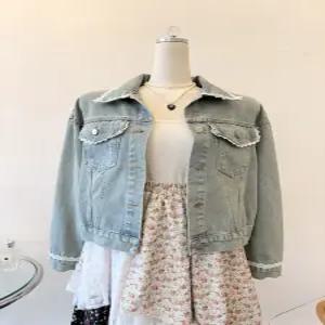 레트로 레이스 포인트 워싱 데님 자켓