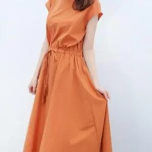 (올핀)반팔 롱원피스 여름 린넨 면 스트링 원피스