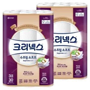 크리넥스 수프림소프트 3겹 27m 30롤 2팩