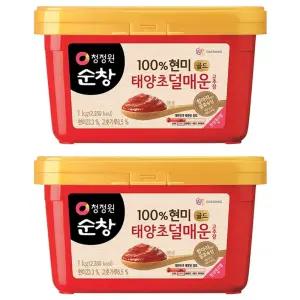 청정원순창 100% 현미 태양초 덜매운 고추장 골드, 1kg, 2개