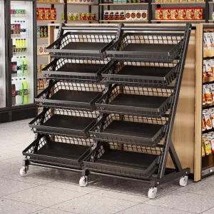 계단식 다용도 메쉬 바구니 트롤리 발코니 수납함 철제