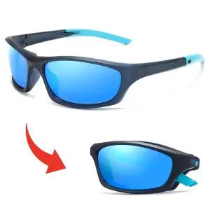 휴대용 접이식 스포츠 편광 미러 선글라스 스카이블루