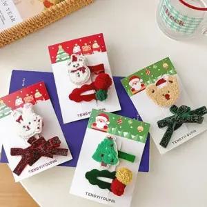 크리스마스헤어핀 성탄절헤어핀 큐티뽀짝헤어핀 4종 크리스마스 성탄절 연말 큐티헤어핀