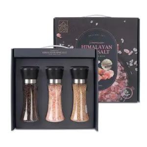 히말라야 핑크솔트 소금 통후추 참깨 플라스틱 그라인더 3종 세트